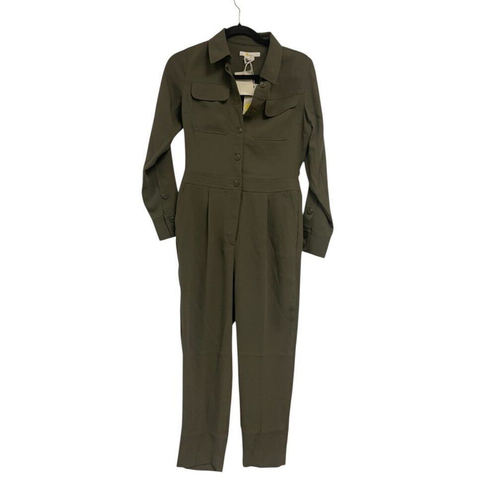 Boden Womens One Piece UK 6P US 2P Jumpsuit Olive Green Petites Button Up NWT